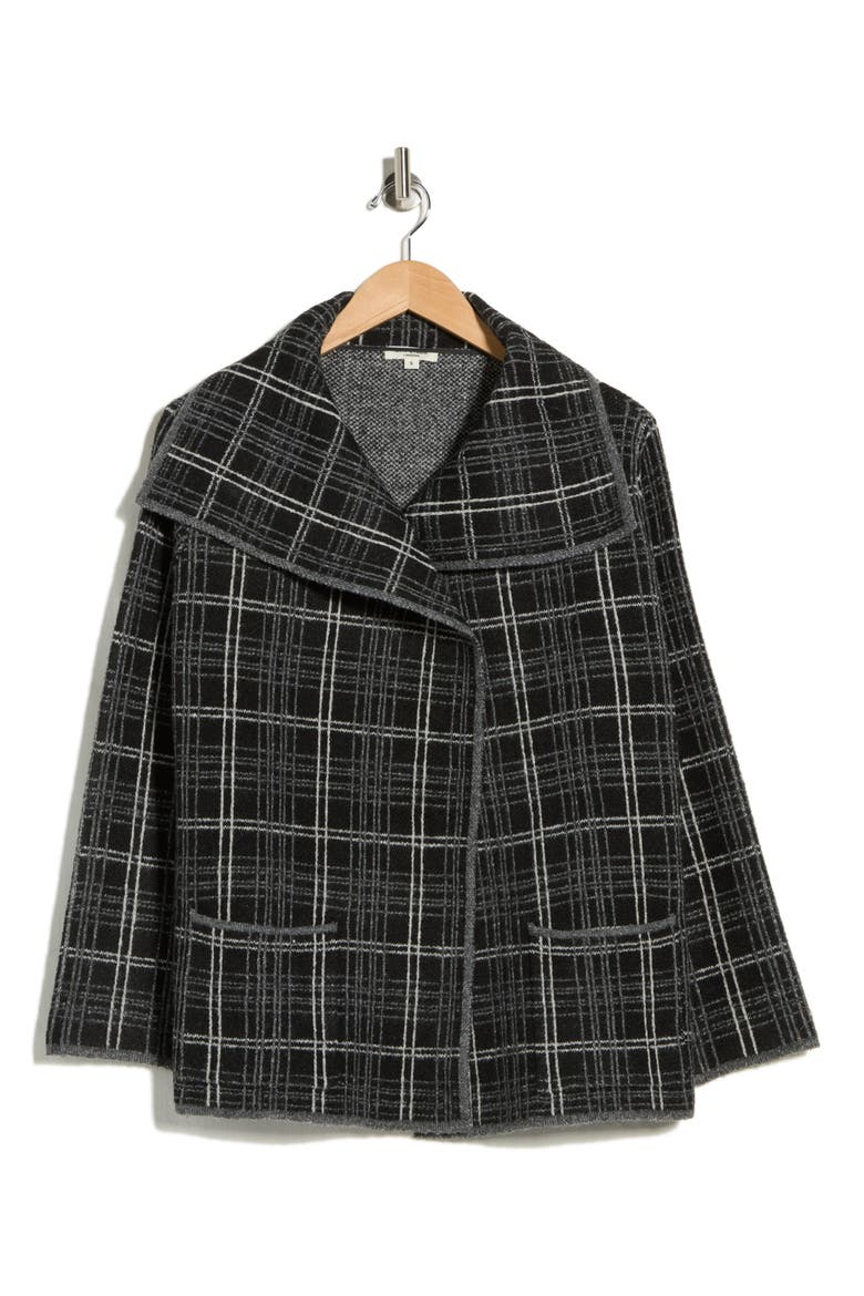 Crop Sweater Coat, Alternate, color, BLACK/ MED GREY
