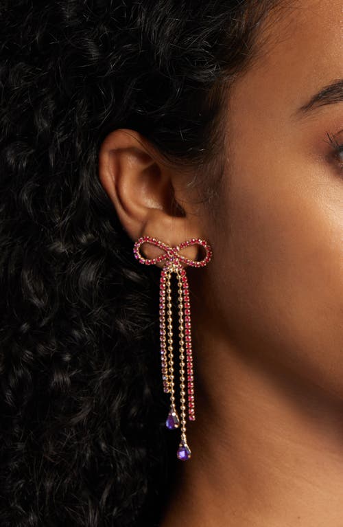 Open Edit Stone Crystal Bow Drop Earrings