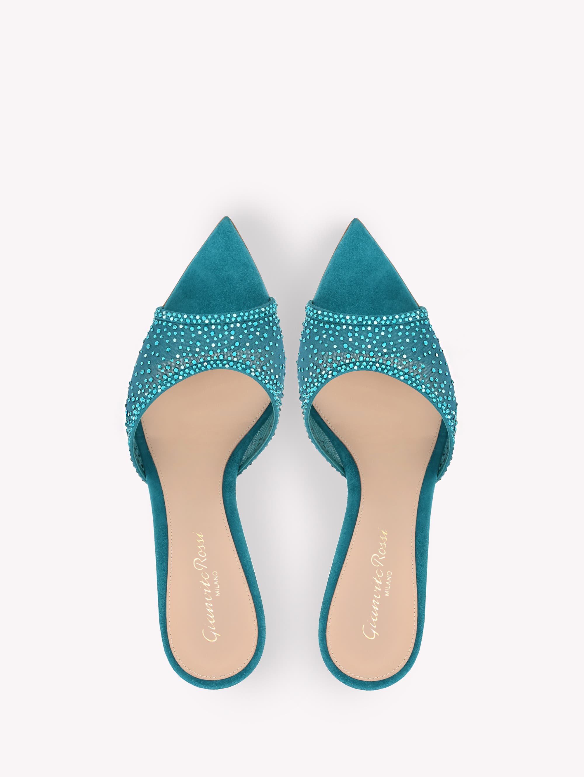 Gianvito Rossi Rania Mule 85, Alternate, color, Blue Fabric And Suede