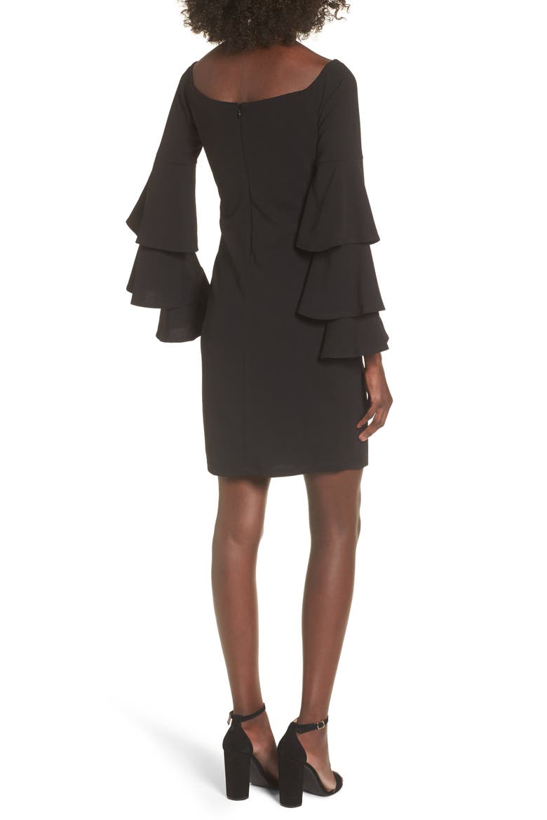 Ruffle Sleeve Off the Shoulder Dress, Alternate, color, BLACK