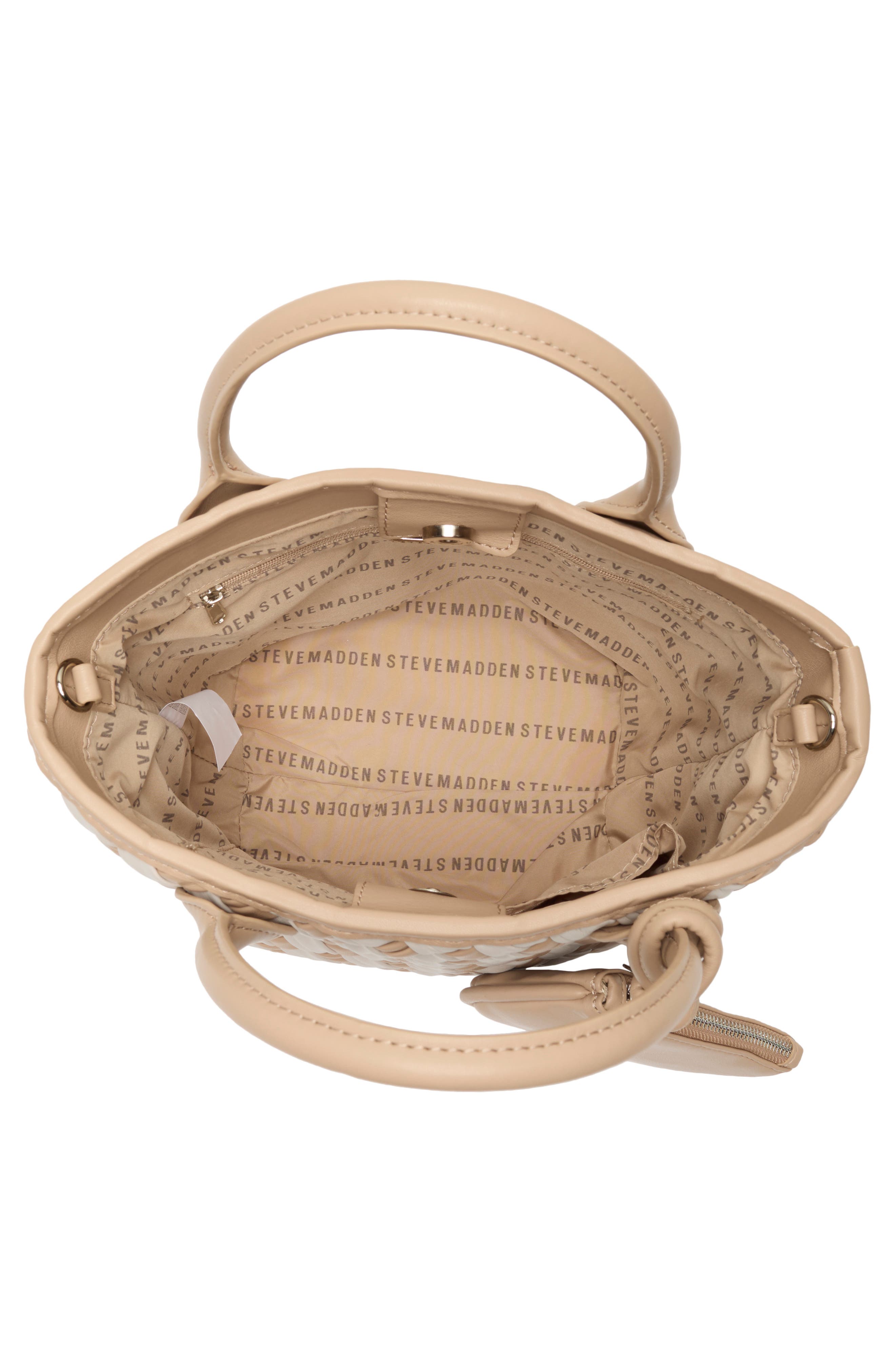 Steve Madden Bgene Woven Satchel Bag, Alternate, color, Chalk / Stone