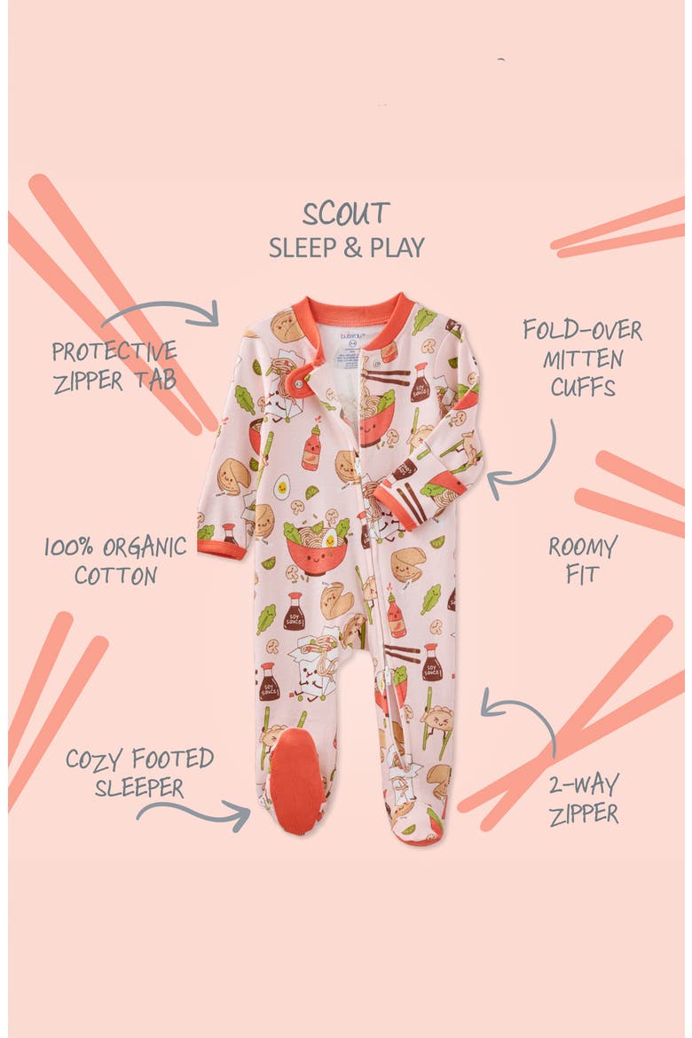 Scout One-Piece Organic Cotton Pajamas, Alternate, color, PINK DIM SUM FUN
