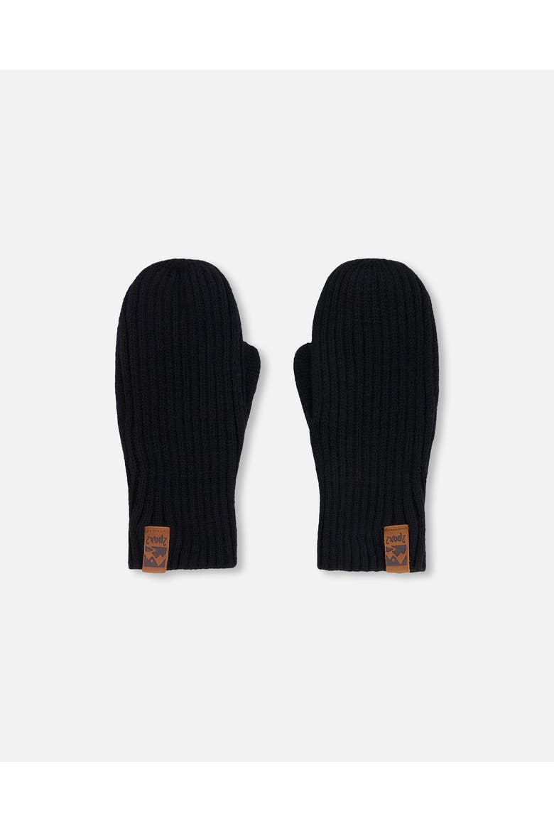Gender Inclusive Soft Ribbed Knit Mittens, Alternate, color, Black