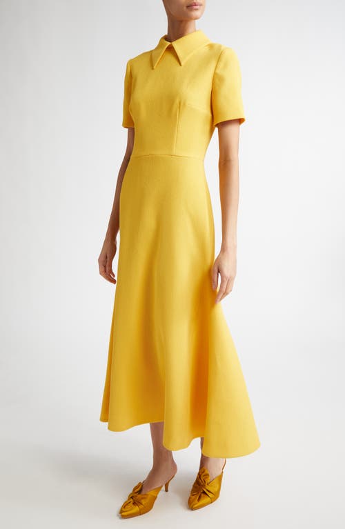 Emilia Wickstead Eman Collard Crepe Midi Dress In Custard