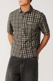 Rip Curl Archive Mix Up Check Short Sleeve Cotton Button-Up Shirt