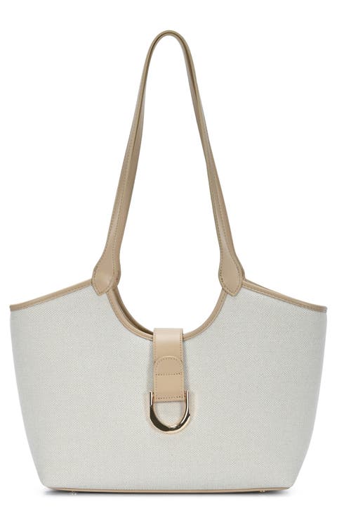 Two Tone Canvas & Faux Leather Tote
