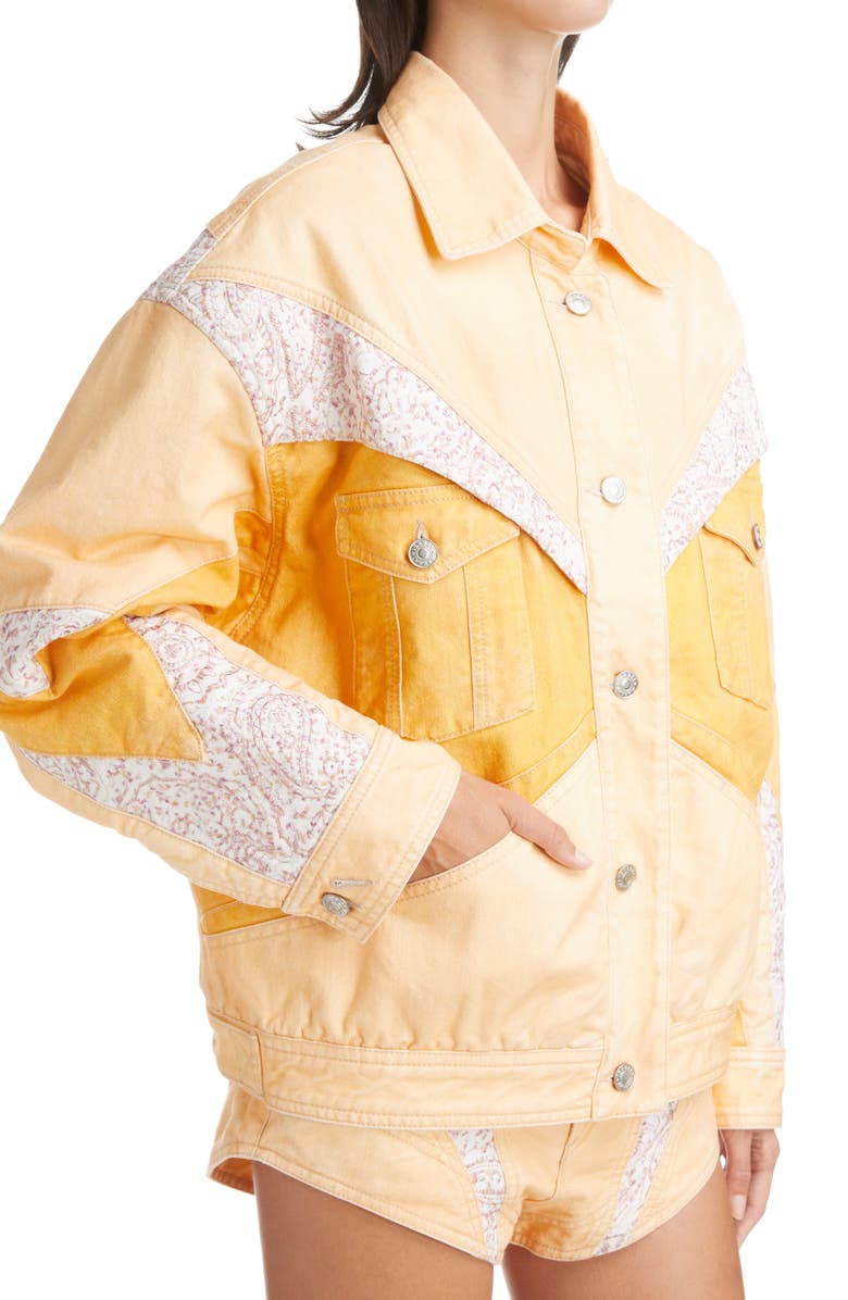 Isabel Marant Nisao Patchwork Oversize Denim Jacket, Alternate, color,