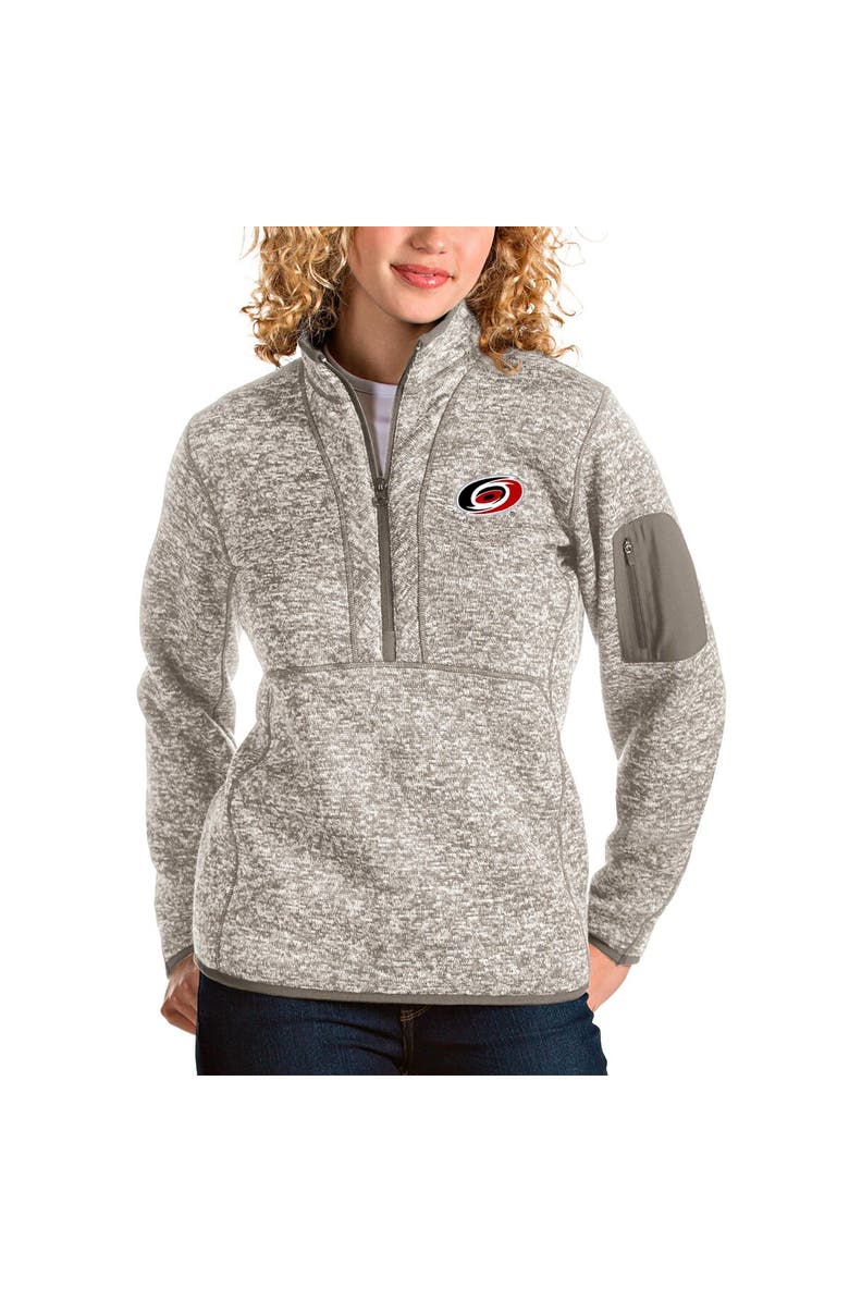 ANTIGUA Women's Antigua Oatmeal Carolina Hurricanes Fortune Half-Zip Pullover Jacket, Main, color, Oatmeal