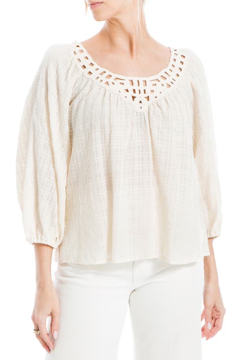 Openwork Bubble Sleeve Top
