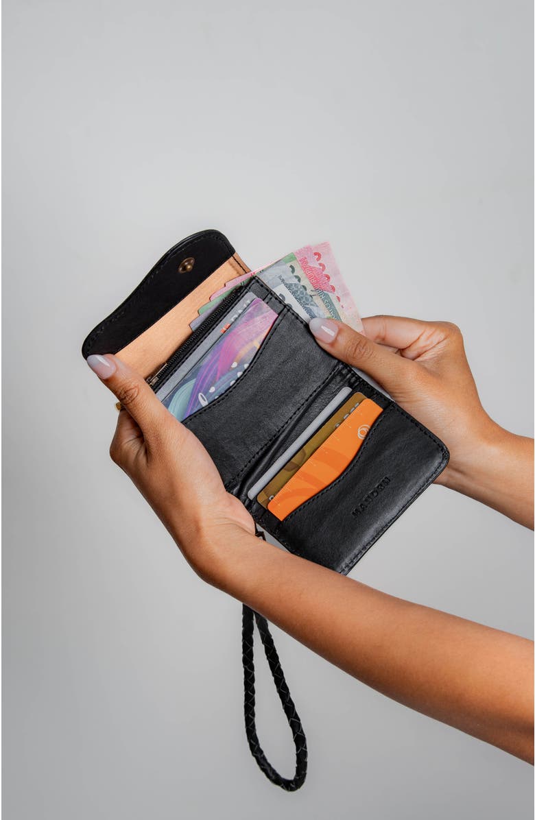 Mandrn Leather Trifold Wallet, Alternate, color, Black