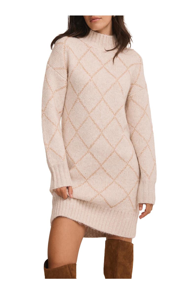 MINT VELVET Sequin Knit Mini Dress, Main, color, Neutral