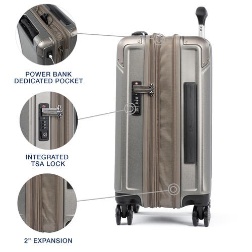 Travelpro Platinum Elite Hardside Expandable Compact Carry-on 20-inch Spinner In Metallic Sand