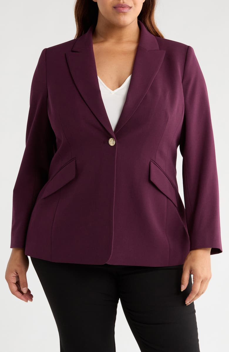 Tahari ASL One-Button Jacket, Alternate, color, Plum