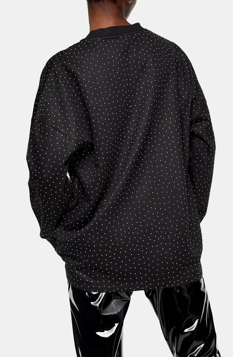 Topshop Diamante Oversize Sweatshirt, Alternate, color,