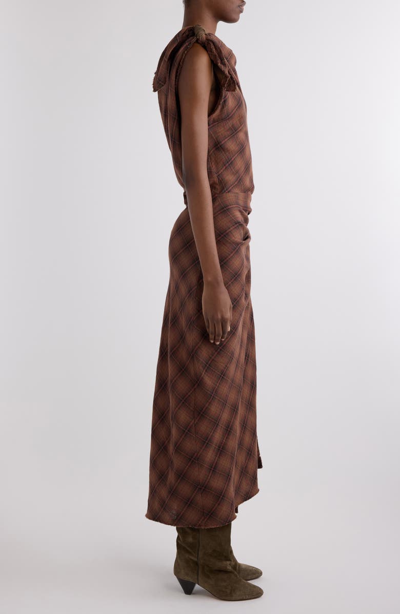 Isabel Marant Étoile Naerys Plaid Cotton Maxi Dress, Alternate, color, Dark Bronze