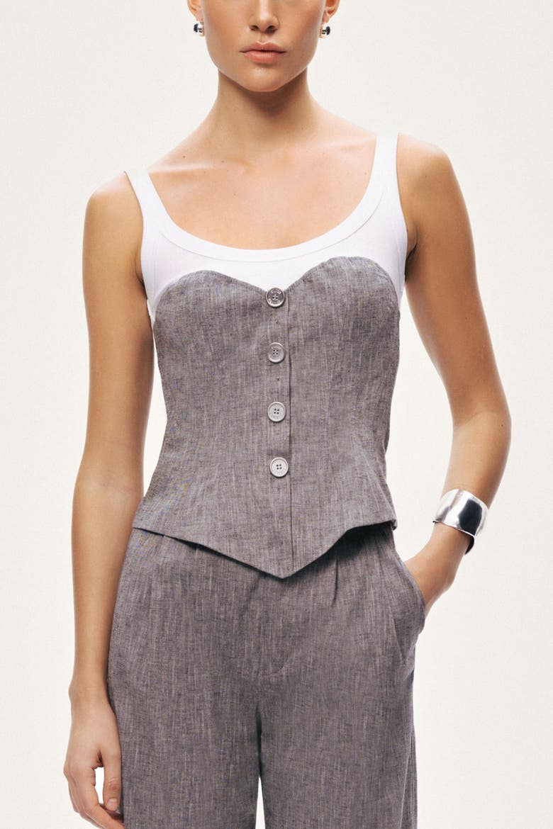 Button-Front Tailored Blouse, Alternate, color, Multi-Colred