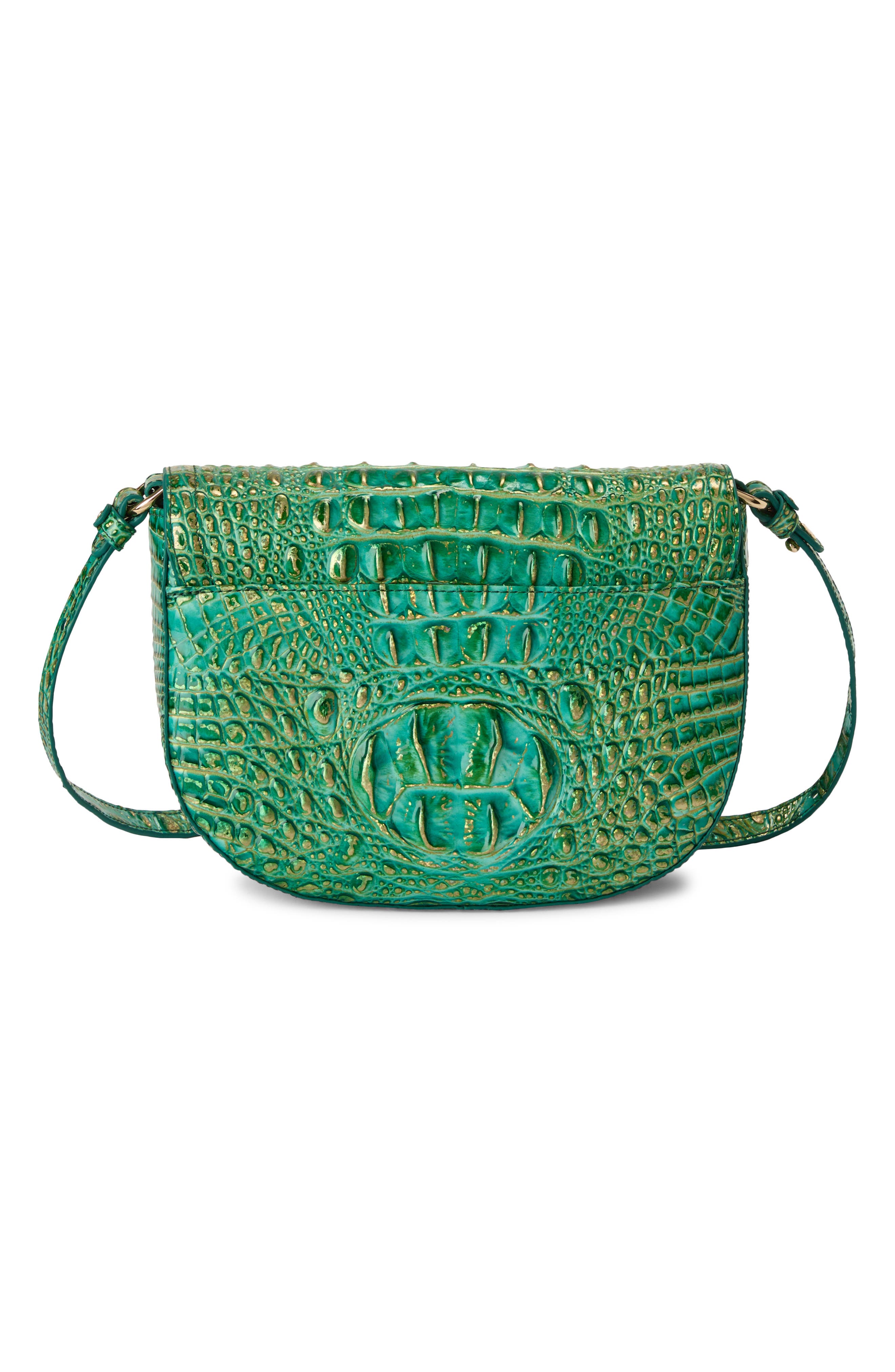 Portia Croc Embossed Leather Crossbody Bag, Alternate, color, JUNGLE JEWEL