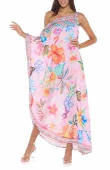 RANEES Floral One-Shoulder Cover-Up Dress
