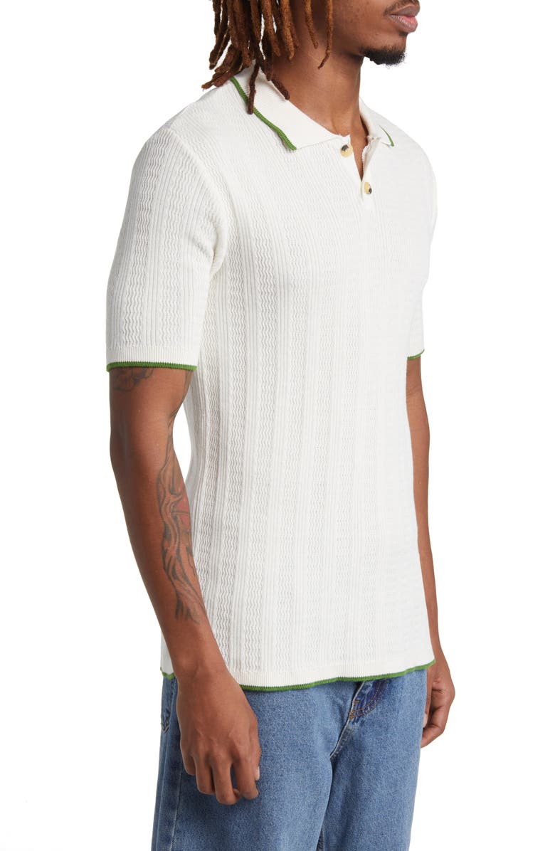 Topman Tipped Wavy Rib Polo Sweater, Alternate, color,