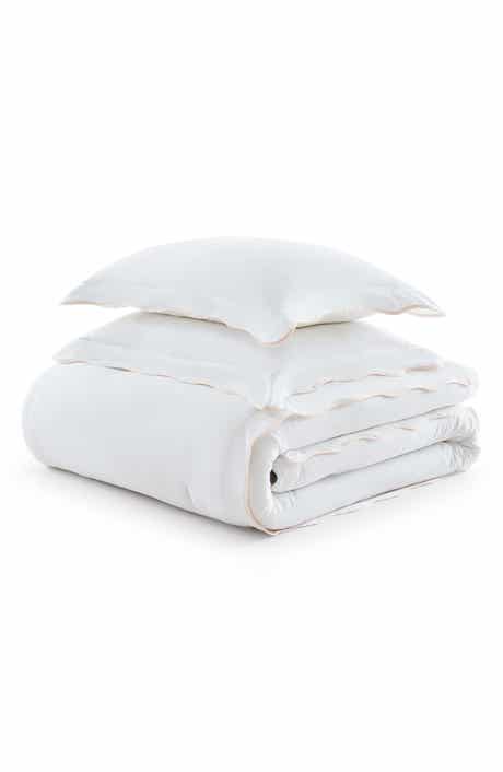 Simple Scallop Cotton Percale Duvet Cover Set