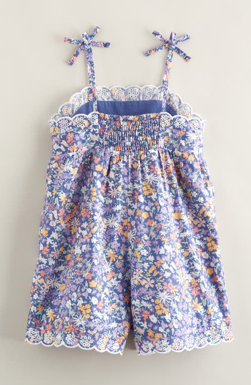 Nordstrom Scalloped Floral Short Romper In Blue