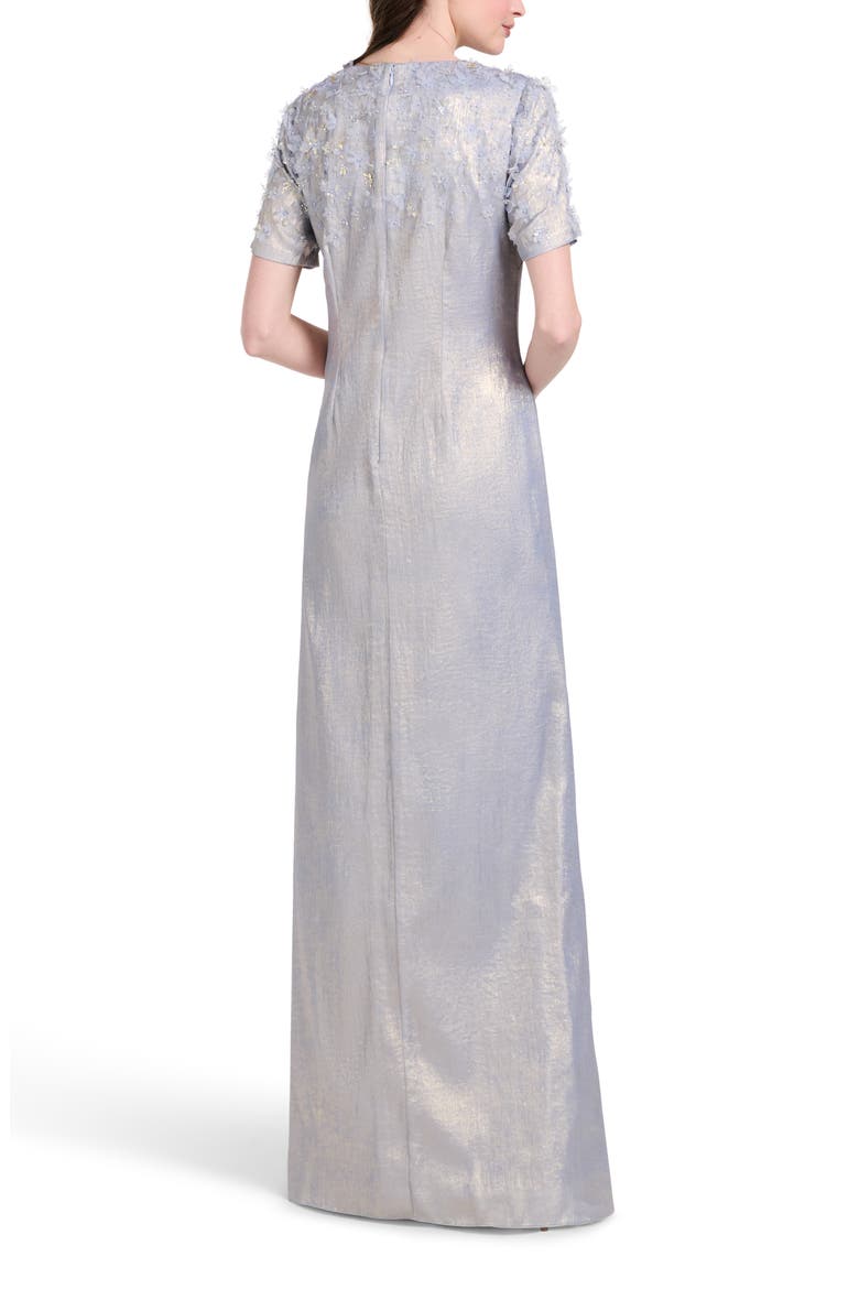 Beaded Metallic Chiffon Gown, Alternate, color, LIGHT BLUE