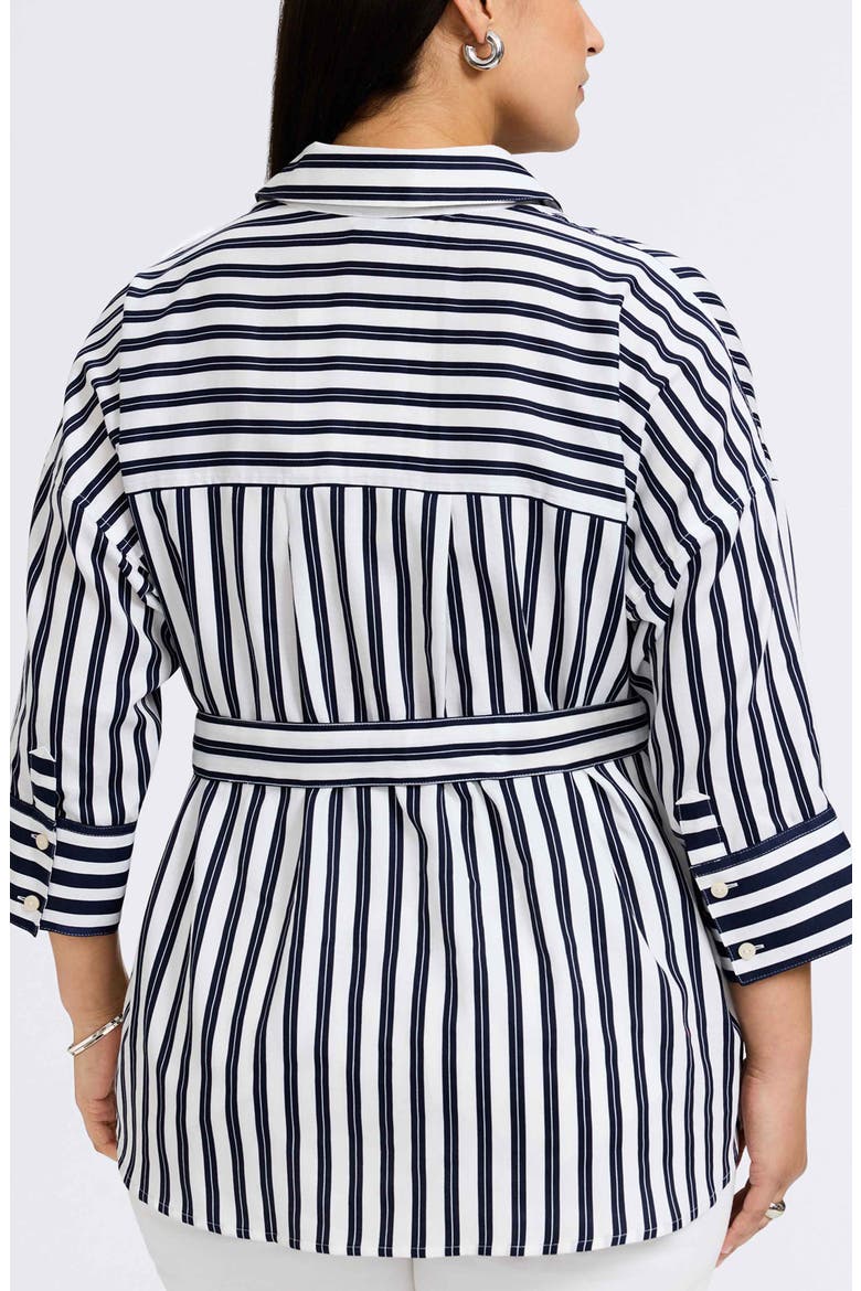 Avery Stripe Tie Waist Shirt, Alternate, color, NAVY/ WHITE