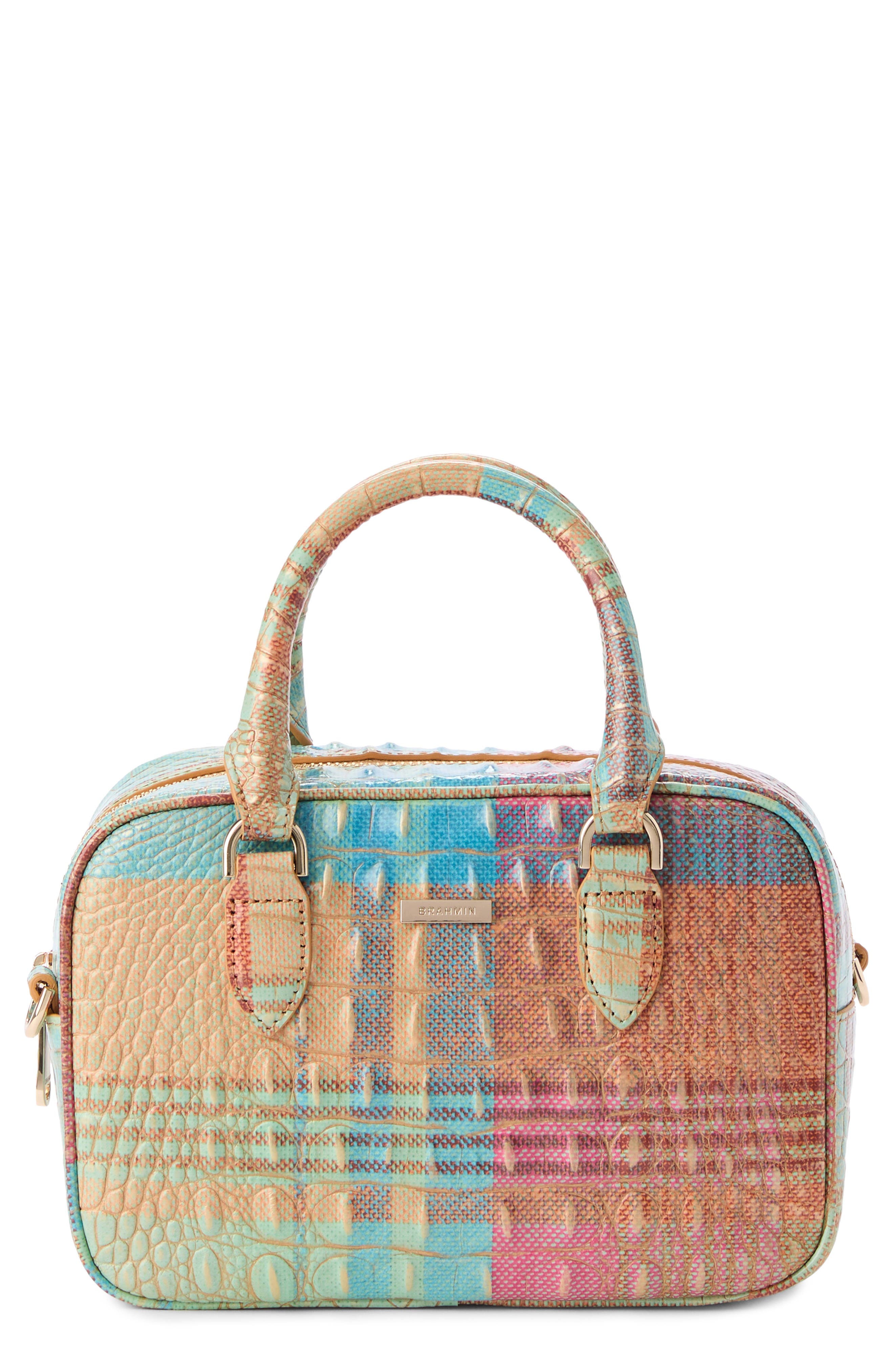 Brahmin Mara Croc Embossed Leather Top Handle Bag, Main, color, Picnic