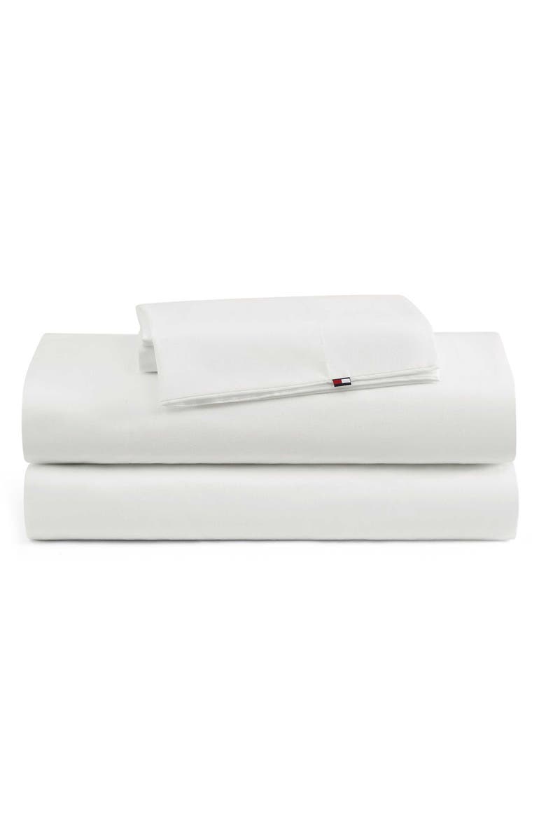 Tommy Hilfiger Performance Cooling Cotton Sheet Set, Main, color, Bright White