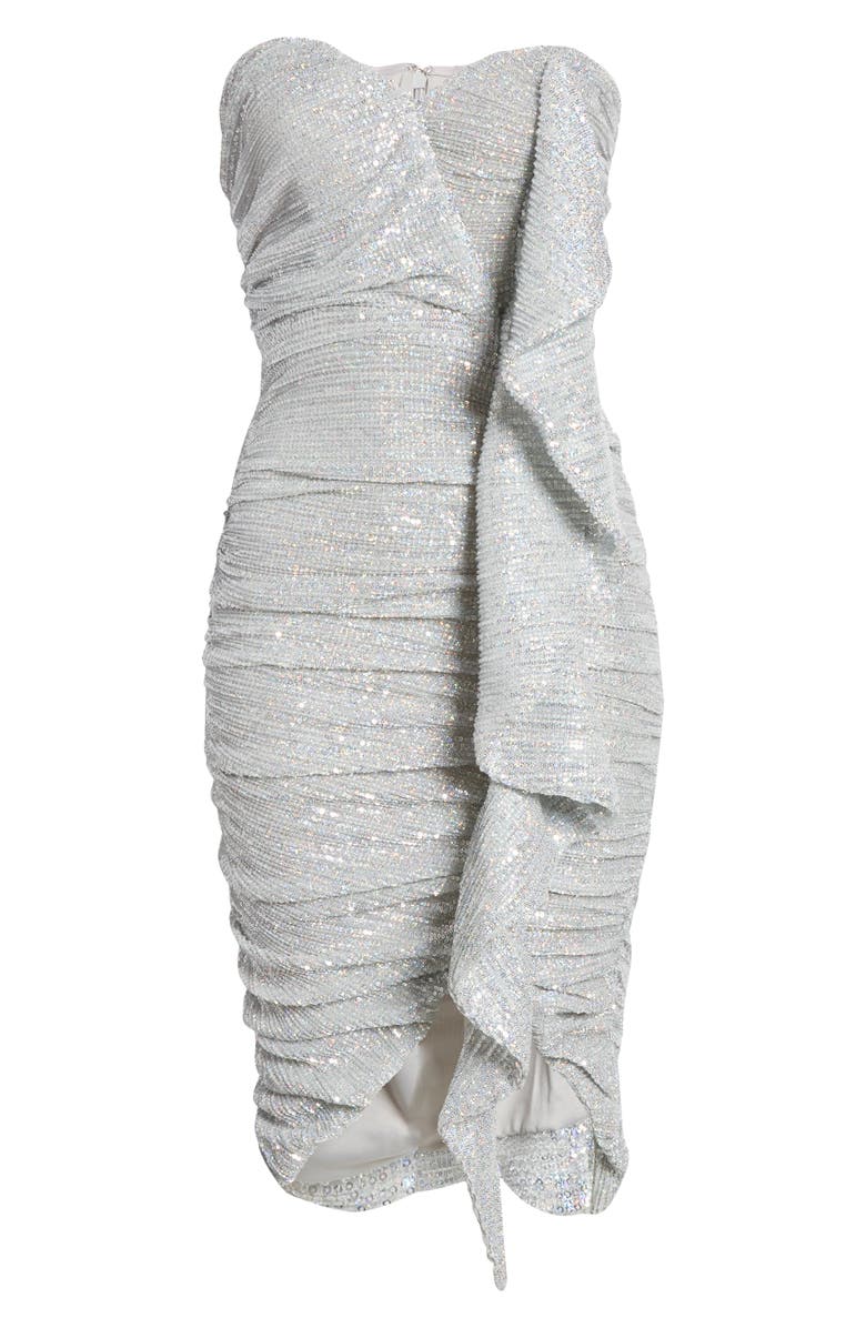 Lavish Alice Ruched Sequin Ruffle Dress, Alternate, color,