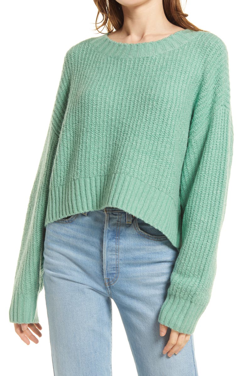 Open Edit Boxy Cotton Blend Sweater, Main, color,