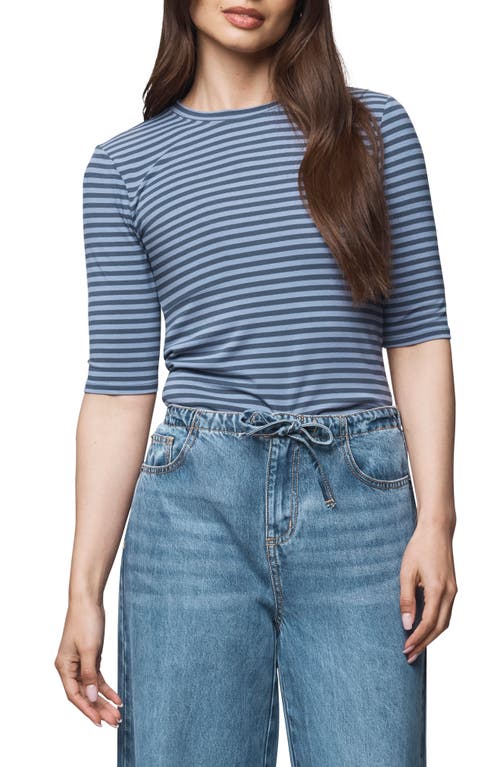 Splendid Quarter Sleeve Stripe Top In Blue