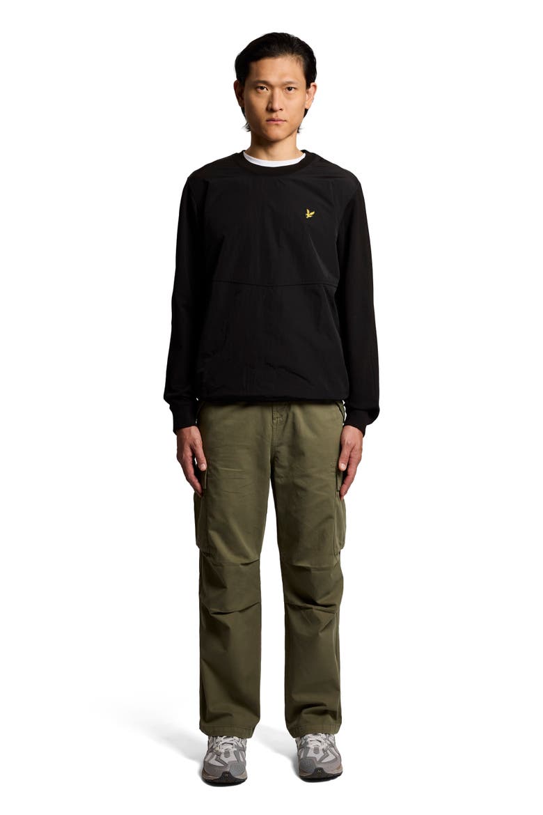 Half Raglan Hybrid Long Sweatshirt, Main, color, Jet Black