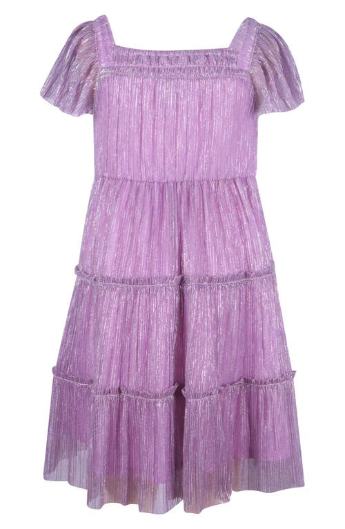Zunie Kids' Smocked Flutter Sleeve Dress In Purple