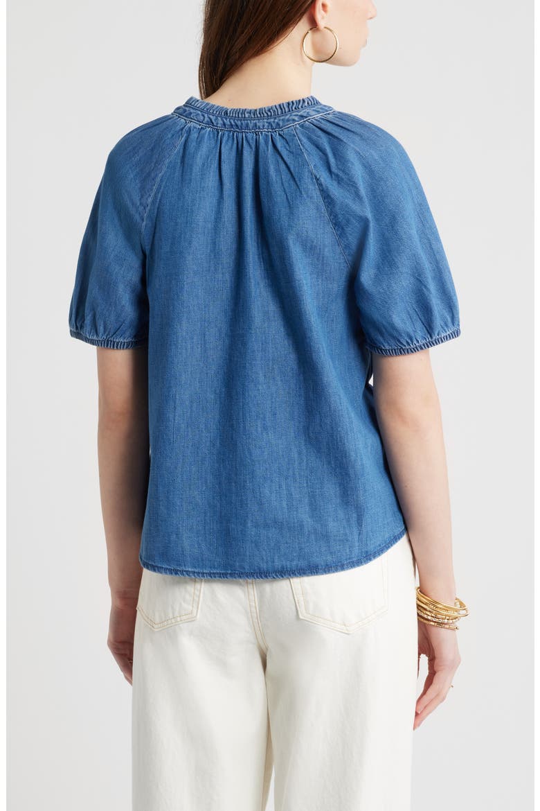 V-Neck Chambray Top, Alternate, color, MEDIUM WASH