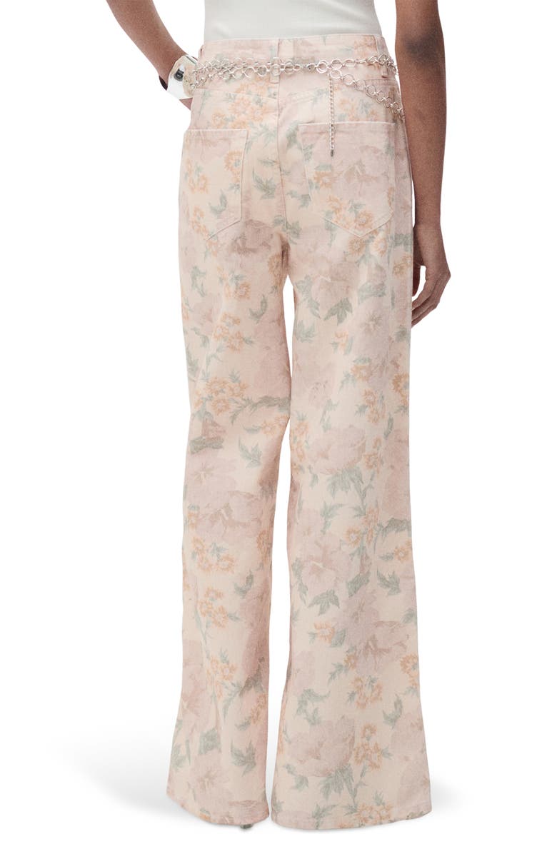 MANGO Floral Print Wide Leg Jeans, Alternate, color,