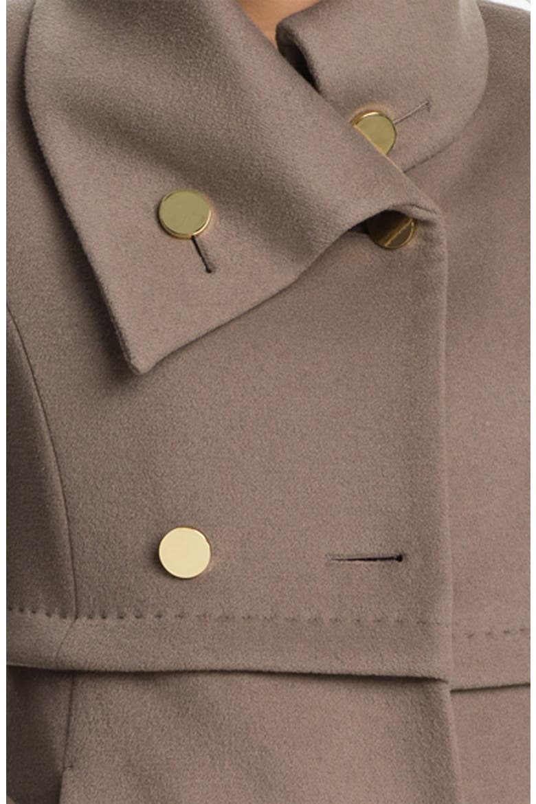Leather Trim Wool Coat, Alternate, color, OIL/ MINK