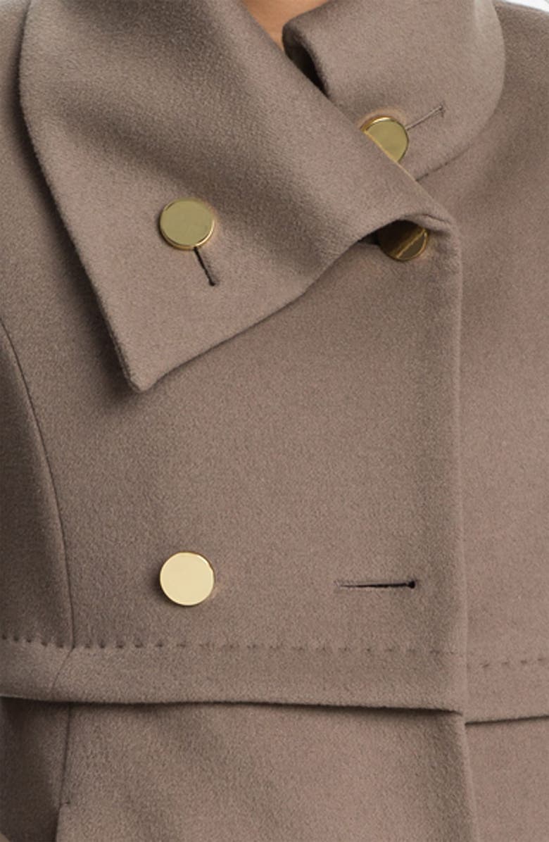 Elie Tahari Leather Trim Wool Coat, Alternate, color, 