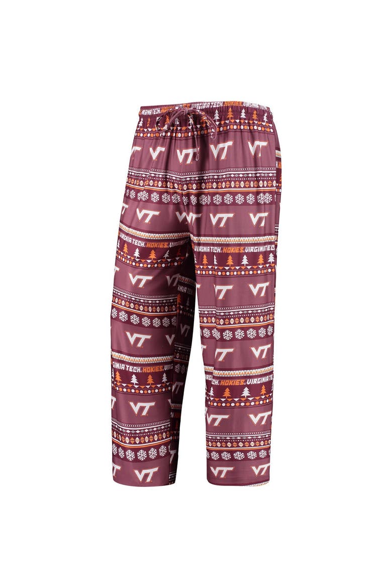 Men's Concepts Sport Maroon Virginia Tech Hokies Ugly Sweater Long Sleeve T-Shirt and Pants Sleep Set, Alternate, color, Maroon