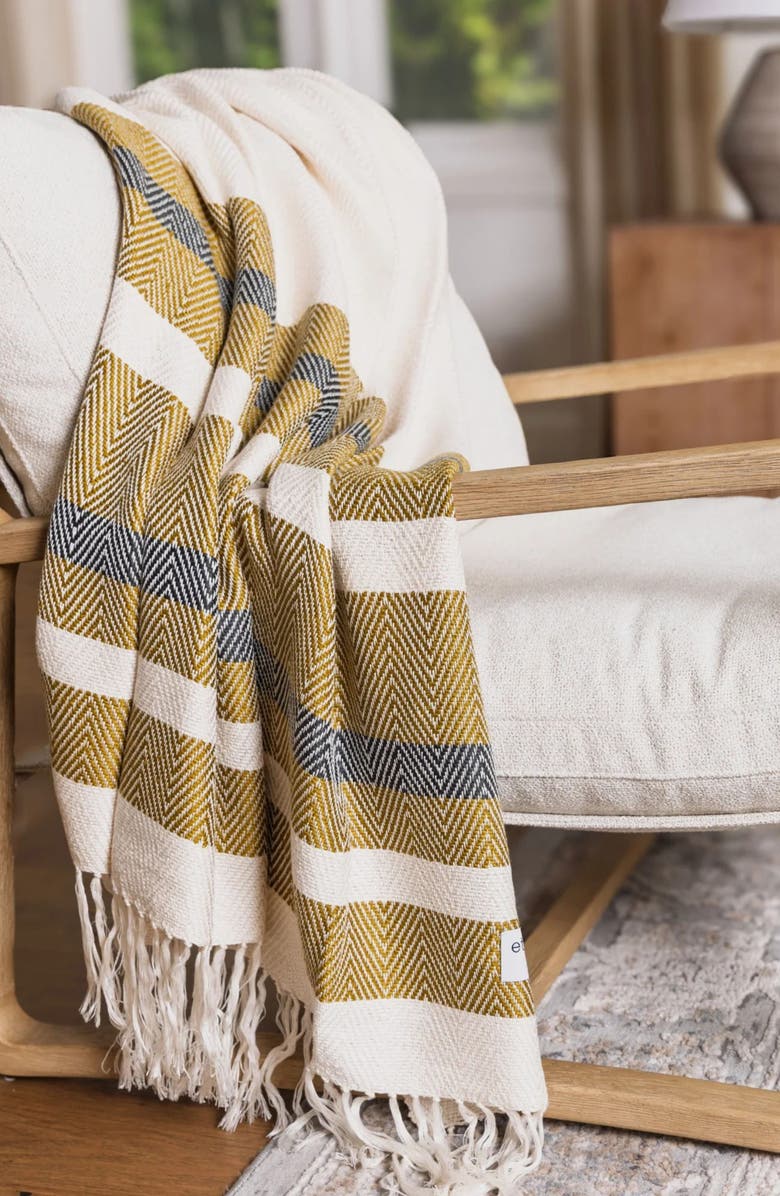 ettitude Luxe Stripe Throw Blanket, Alternate, color, Natural
Brass