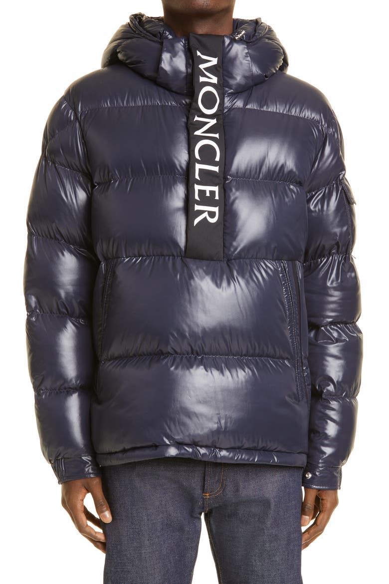 Maury Water Resistant Down Pullover Jacket, Main, color, NAVY