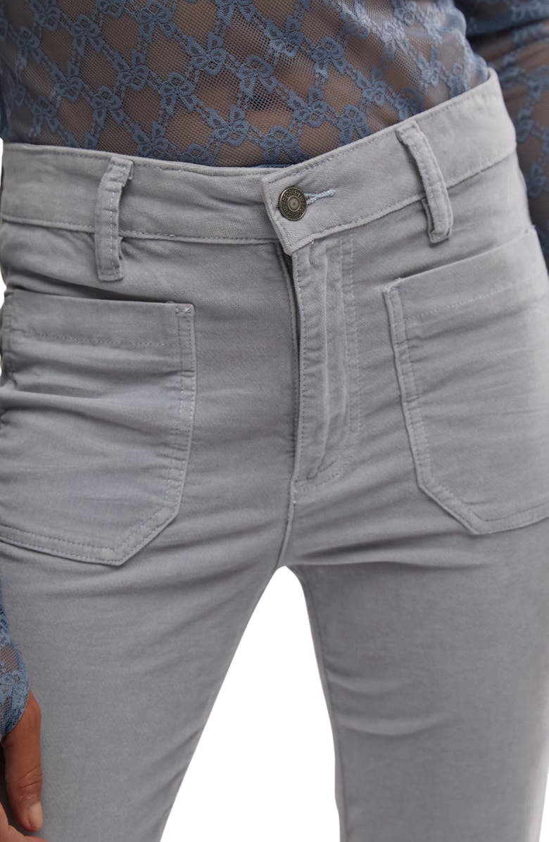 Free People High Time Kick Corduroy Flare Pants, Alternate, color, Pearl Blue