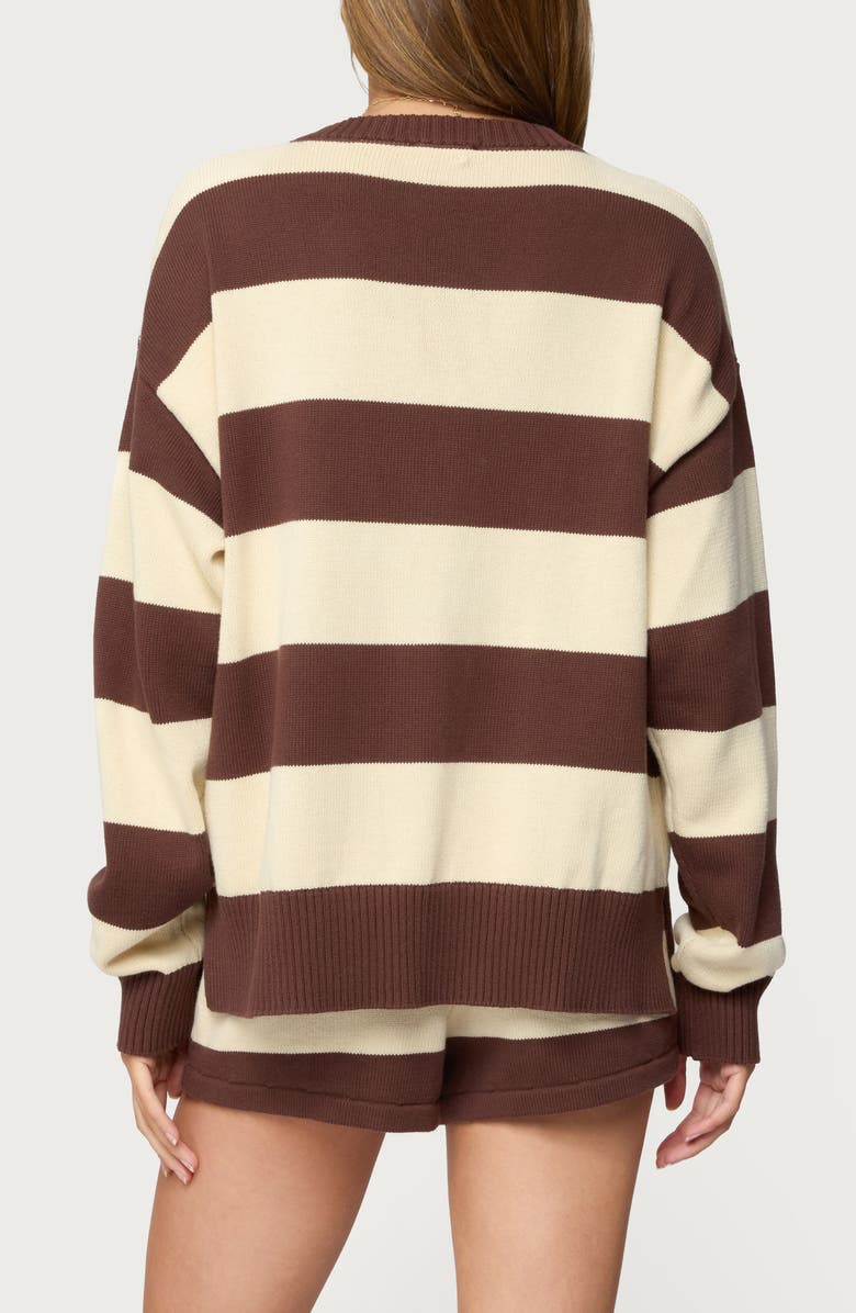 EDIKTED Riley Stripe Oversize Cotton Sweater, Alternate, color, Brown-And-Beige