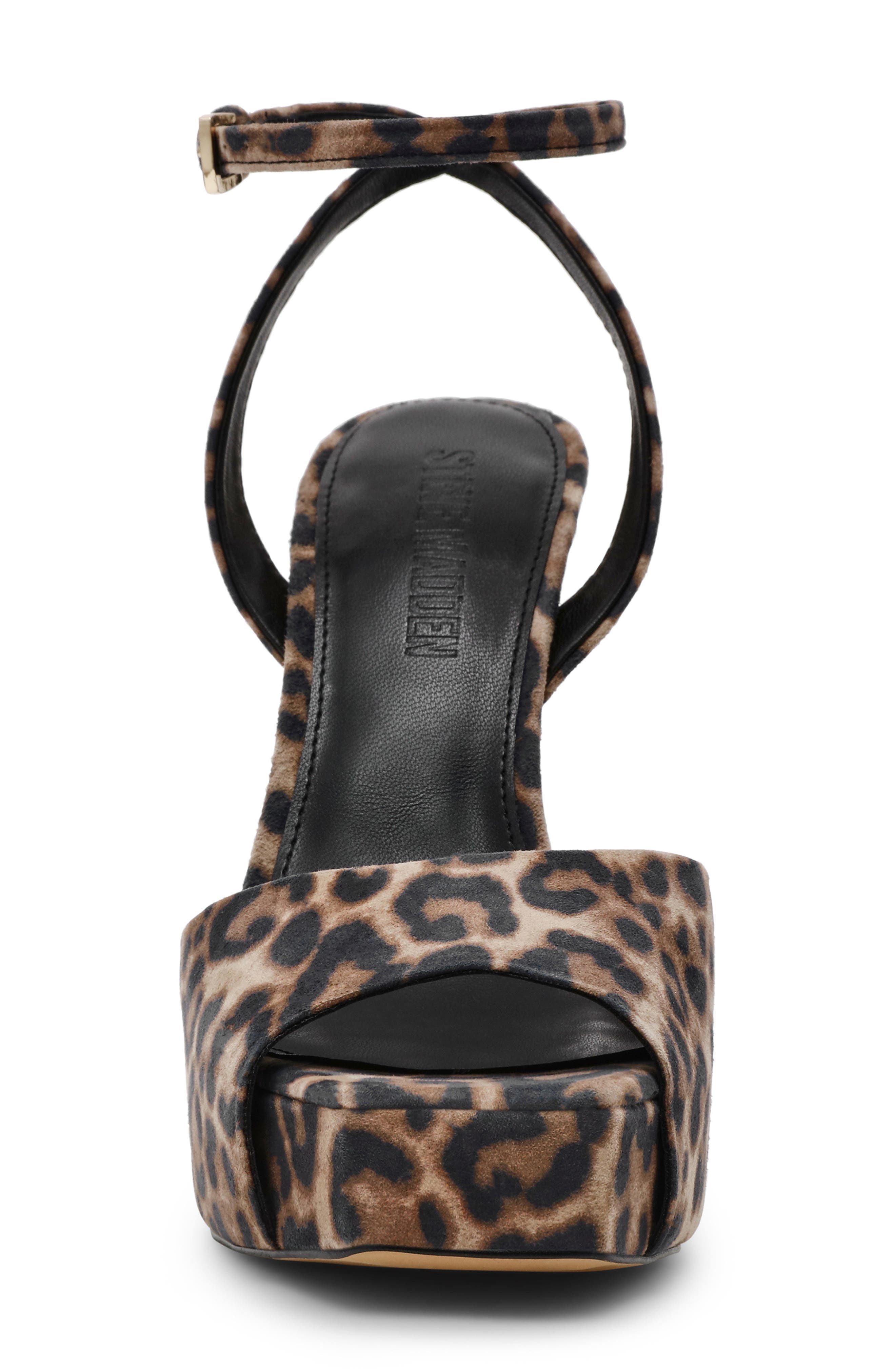 Steve Madden Sass Ankle Strap Platform Sandal, Alternate, color, Leopard