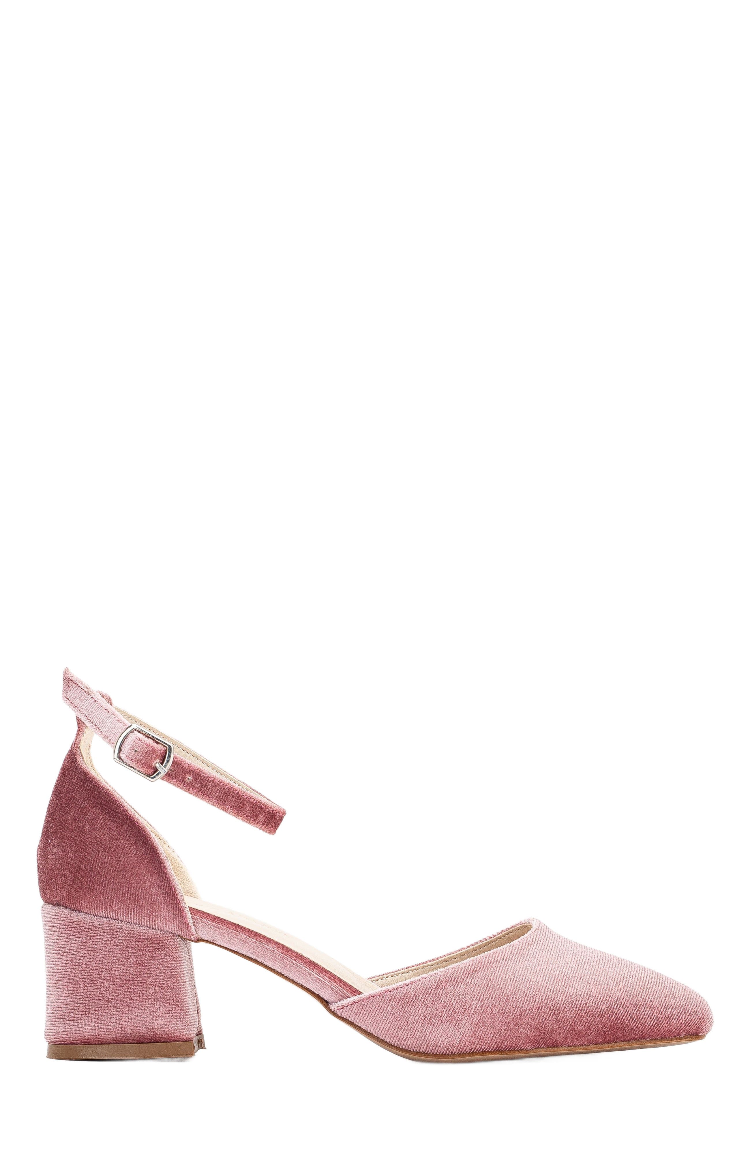 Forever & Always Shoes Fiona Low Block Heels with Ribbon, Alternate, color, Rose Velvet