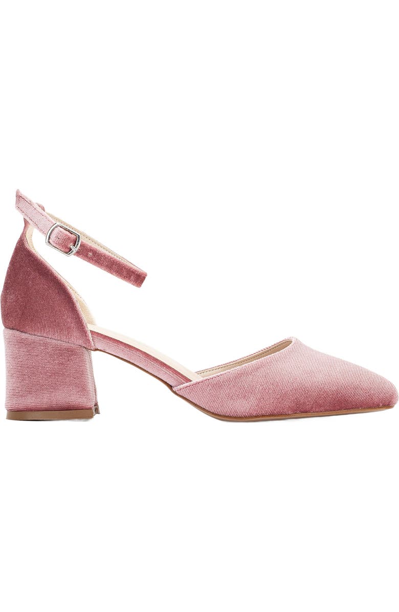 Forever & Always Shoes Fiona Low Block Heels with Ribbon, Alternate, color, Rose Velvet