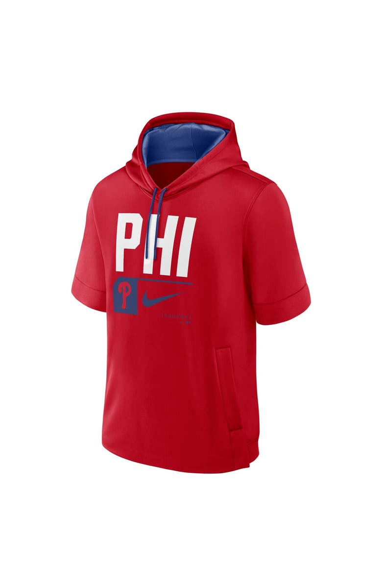 Nike Men's Nike Red Philadelphia Phillies Tri Code Lockup Short Sleeve Pullover Hoodie, Alternate, color, Red