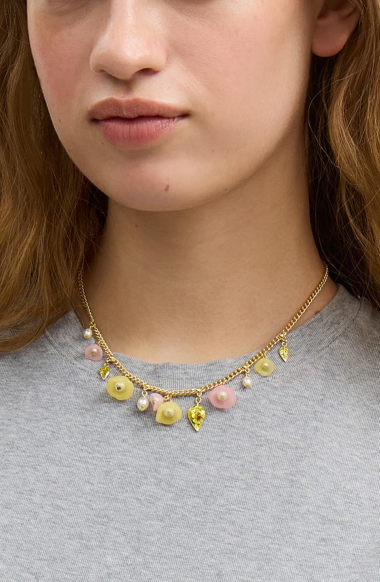 COACH Floral Charm Statement Necklace, Alternate, color, 