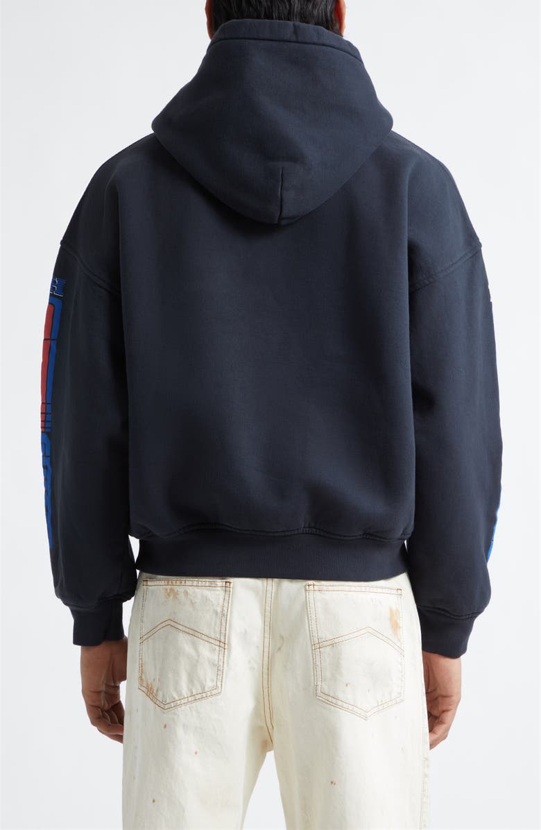 Rhude Split Petrol Logo Graphic Hoodie, Alternate, color, Vintage Black/ Red/ Blue