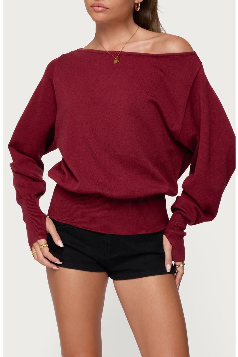 Oversize Off the Shoulder Sweater, Main, color, BURGUNDY